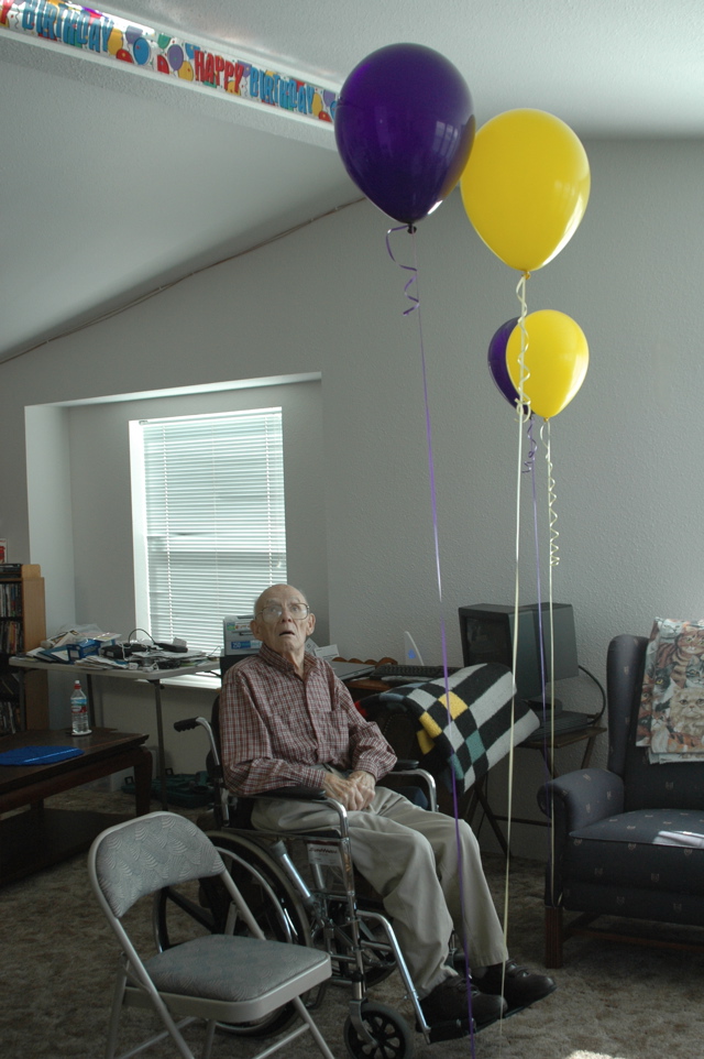 Grandpa studying banner